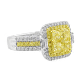 Square Yellow White-Accent Diamond Ring