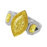 Fancy Yellow Marquise and Pave Diamond Ring