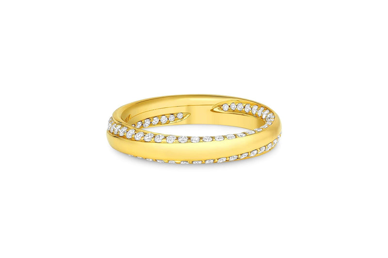 18k Yellow Gold 0.67ctw Diamond Inside Out Spiral Band