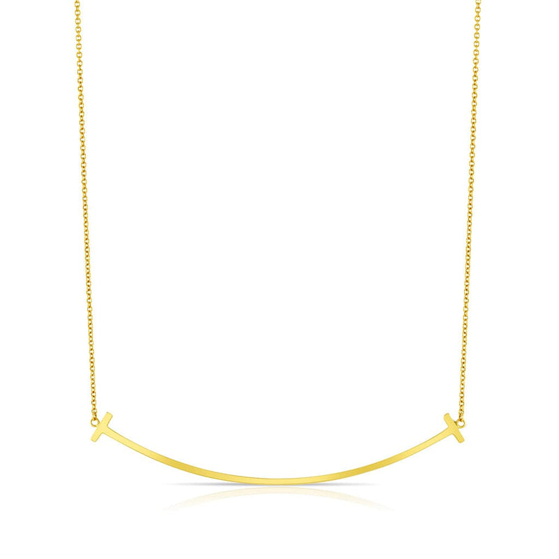 Tiffany & Co. 18K Yellow Gold Large T Smile Pendant Necklace - Estate