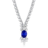 18k White Gold 14.08 ct Ceylon Sapphire Diamond Necklace, AGL Report