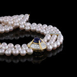 Van Cleef & Arpels Platinum 18k Yellow Gold Sapphire Pearl Necklace