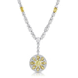 Rivière Platinum 18K Gold Fancy Yellow Diamond Sunburst, GIA Certified