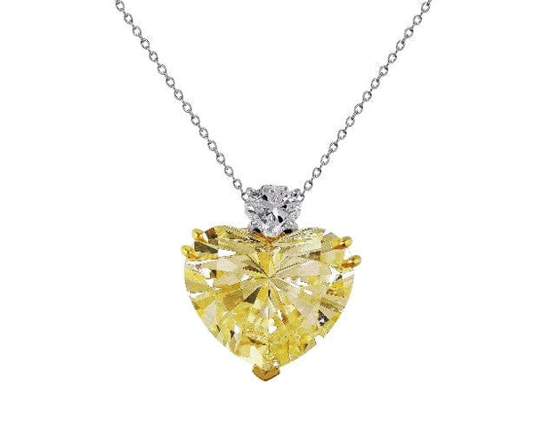 20ct Fancy Light Yellow Diamond Riviera Heart Necklace