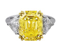 Platinum 7ct Fancy Intense Yellow Asscher Cut Diamond Ring