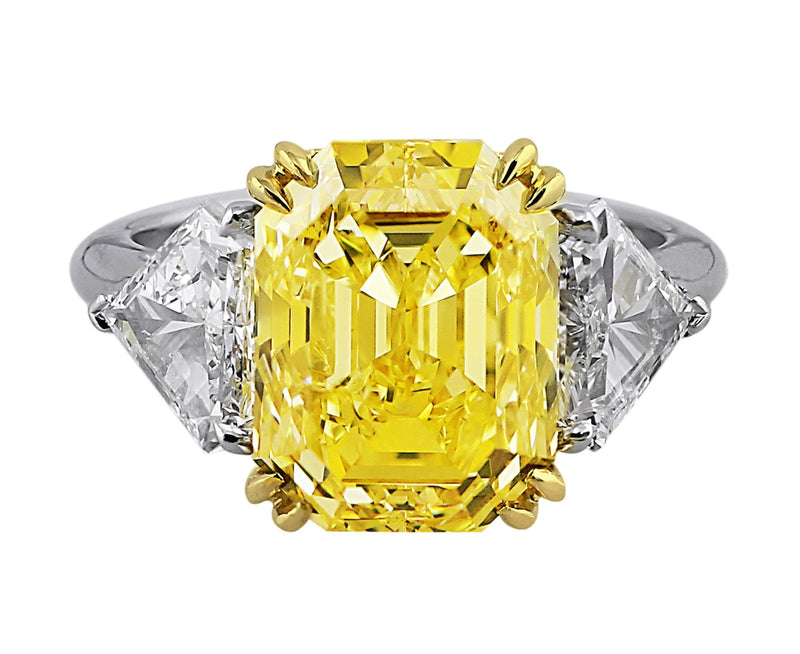 7ct Fancy Intense Yellow Asscher Cut Diamond Ring