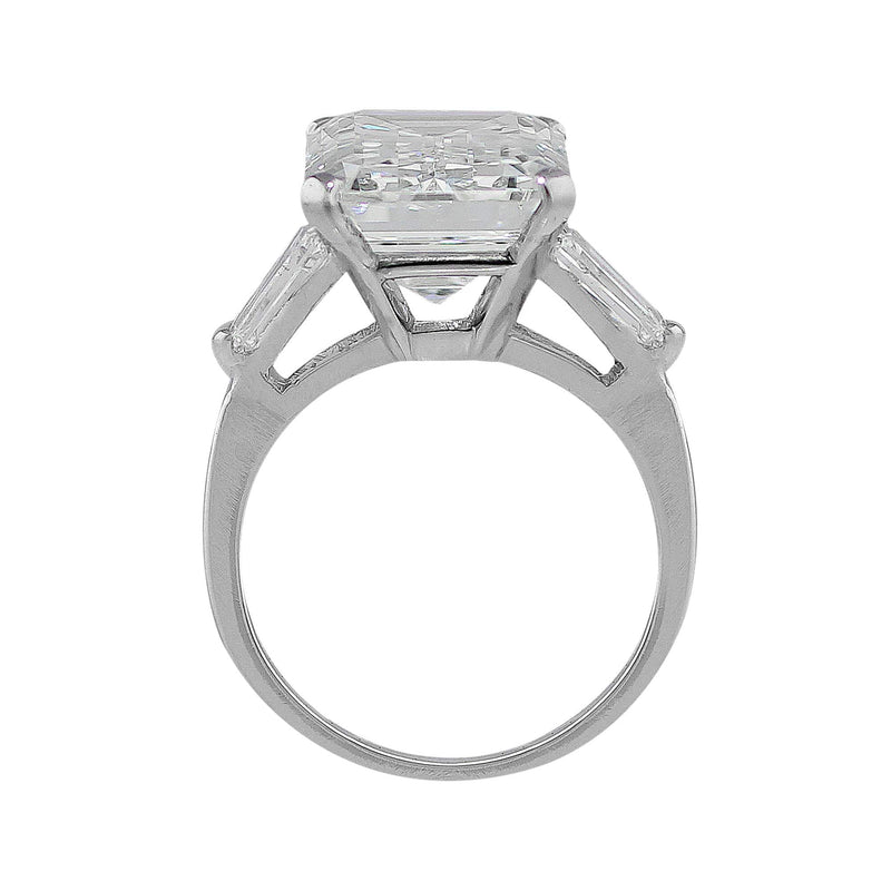 9ct Emerald Cut Diamond Platinum Ring, GIA-certified