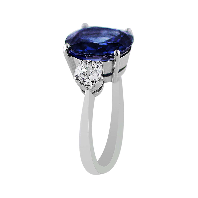 5.11ct Ceylon Sapphire Diamond Platinum Ring