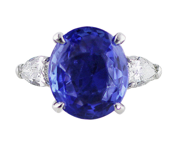 7ct Ceylon Sapphire Pear Diamond Ring