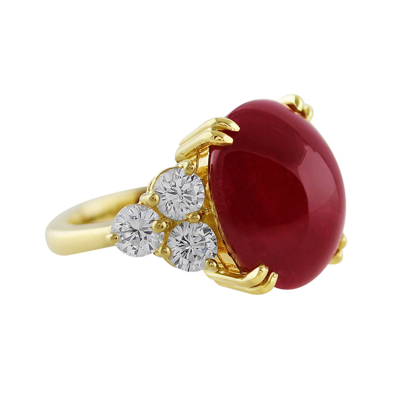 15.05ct Cabochon Burmese Ruby Ring