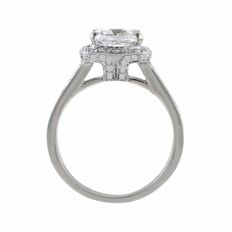 2ct Cushion Cut Riviera Diamond Ring, center diamond GIA-certified