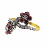 1890's Antique Flower Diamond Ruby Ring