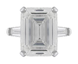 9ct Emerald Cut Diamond Platinum Ring, GIA-certified