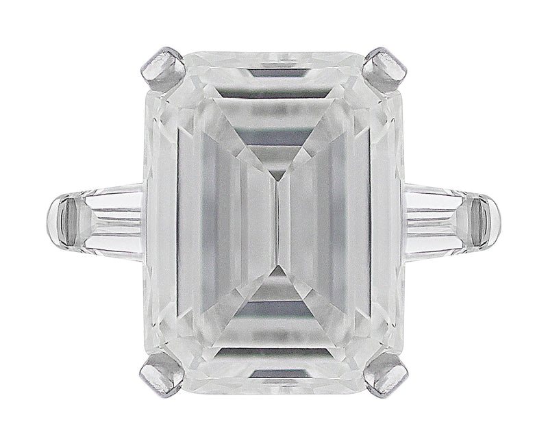 9ct Emerald Cut Diamond Platinum Ring, GIA-certified