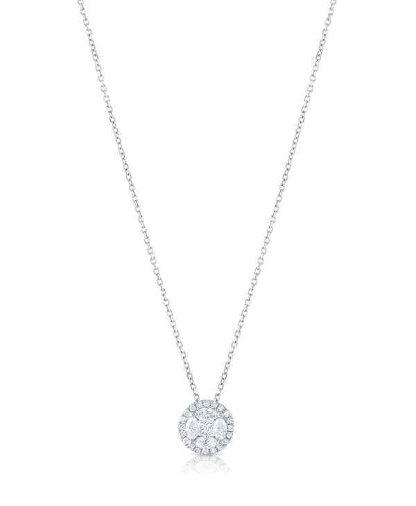 18k White Gold Diamond Round Necklace