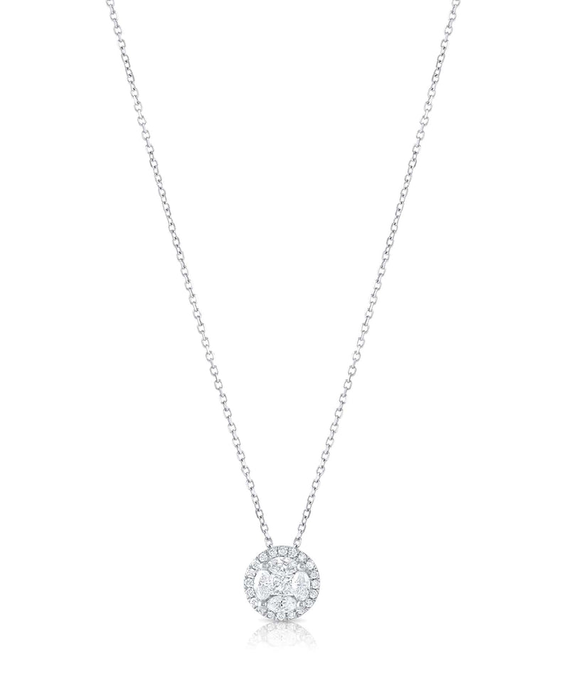 18k White Gold Diamond Round Necklace