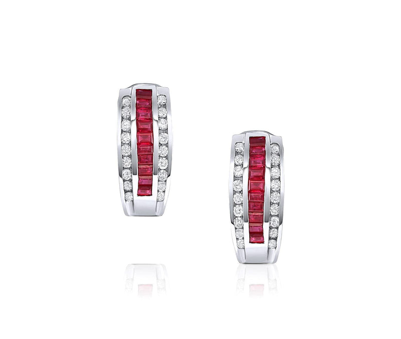 Ruby Diamond Invisible Baguette Earrings