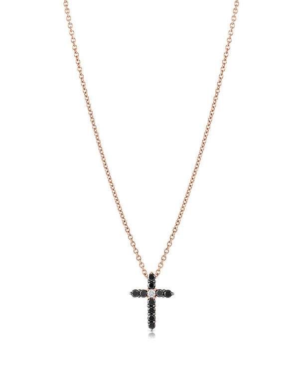 18kt Rose Gold Salavetti Contemporary Cross Necklace