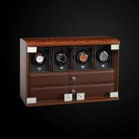 Watch Winder Four Module Unit with Watch Storage Trays Briarwood
