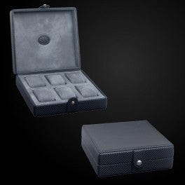 Watch Storage Box for 6 Large Watches Woven Carbon Fiber Texture