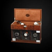 Watch Winder Three Module with jewelry Case Briarwood