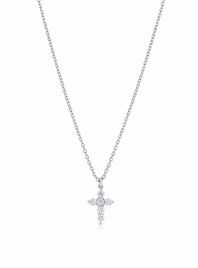 18k White Gold Diamond Necklace With Cross Pendant