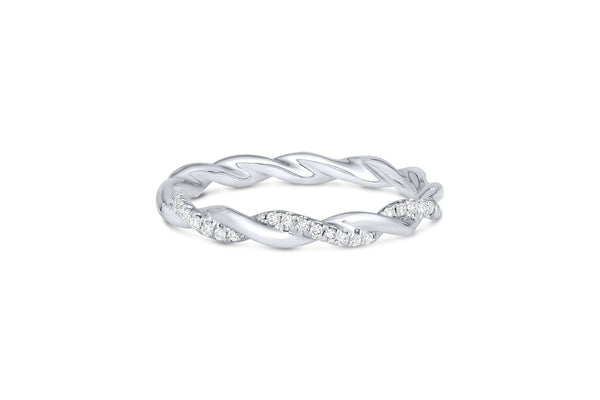 18k White Gold 0.13ctw Diamond Twisted Halfway Band