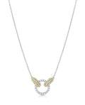 18k White And Yellow Gold Diamond Circle And Oval Necklace
