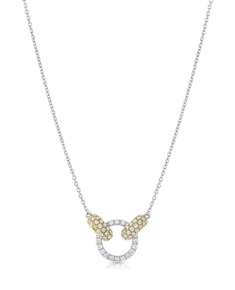 18k White And Yellow Gold Diamond Circle And Oval Necklace
